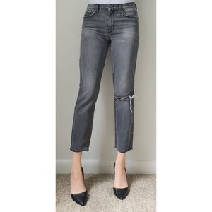 Current/Elliott The Mamacita Jeans in Boulevard Knee Slit with Cut Hem 27 Gray
